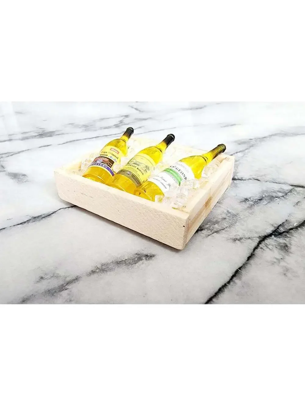 Miniature Drinks Wine Bottles in Crate Magnet Decor